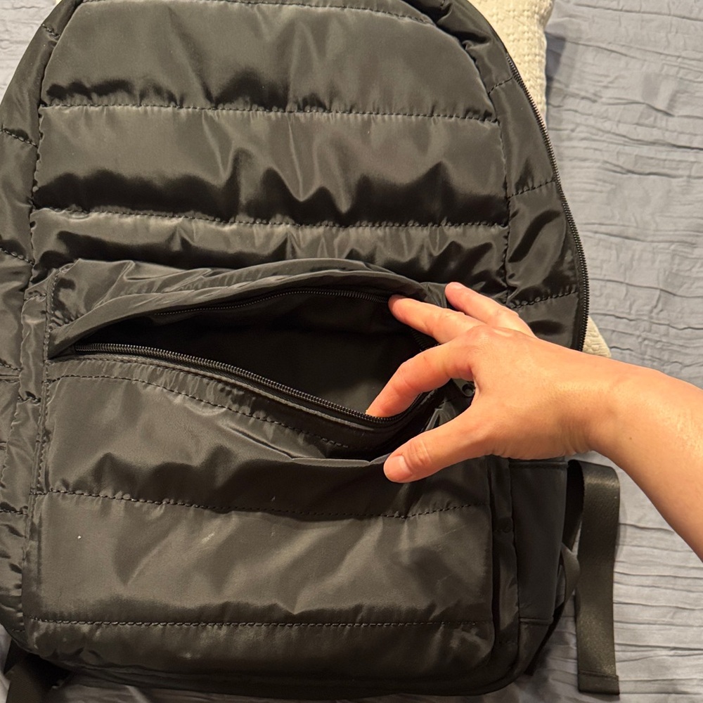 Black Quilted Backpack - Picture 2 of 4